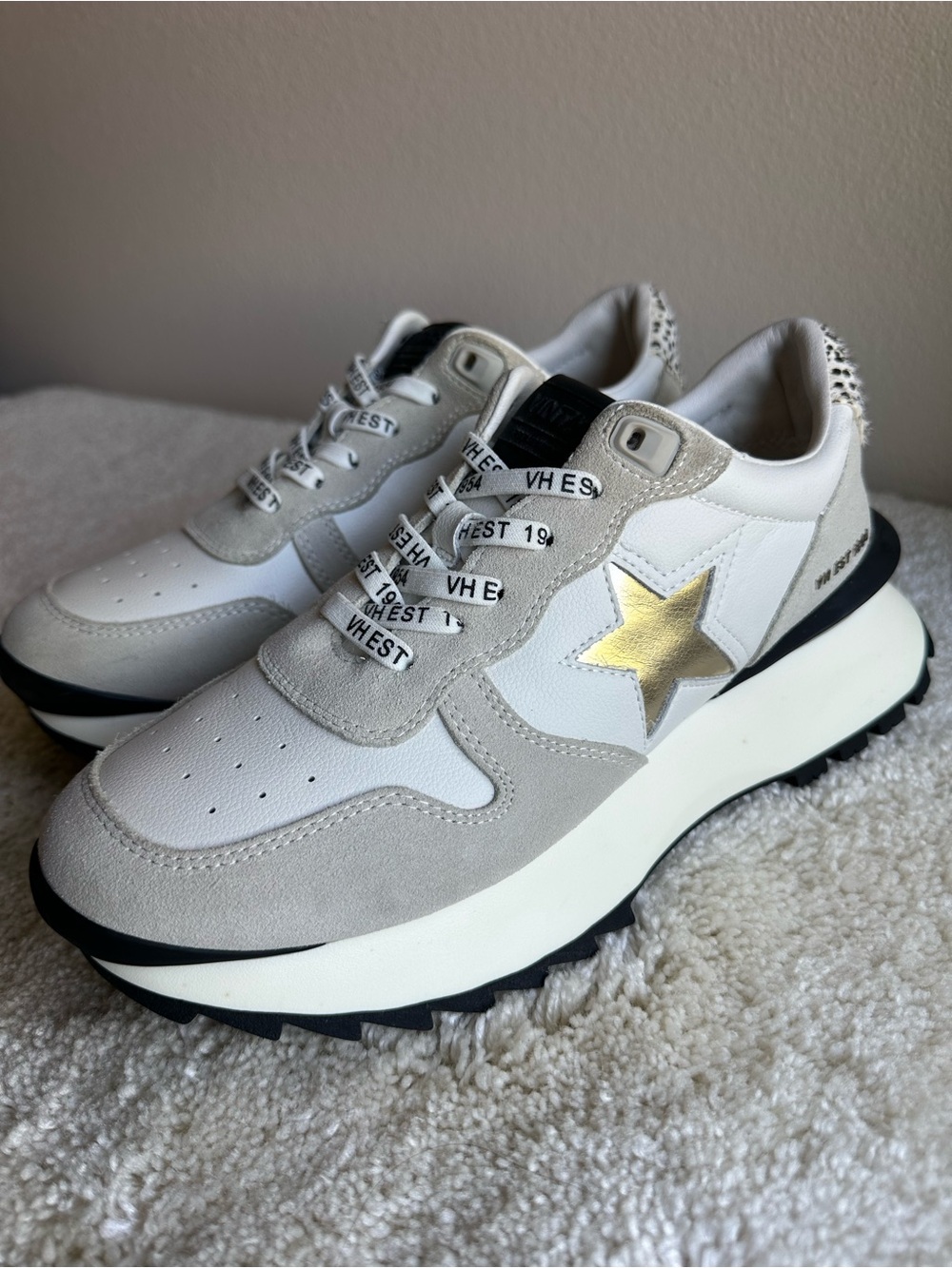 Vintage Havana Major Platform Women’s Sneakers White/Gray Gold Star Animal Print